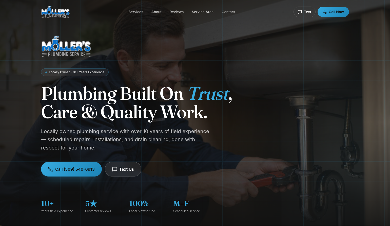 Möller's Plumbing website